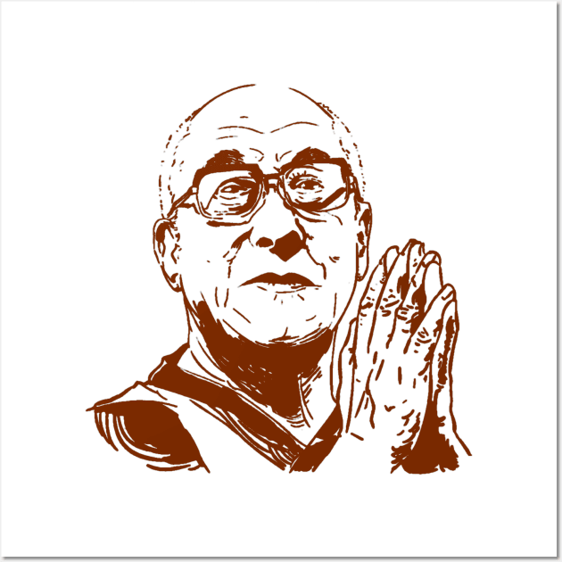 Dalai Lama XIV Praying Wall Art by Issho Ni